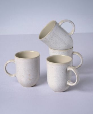 Stoneware Coup Mugs, Set of 4