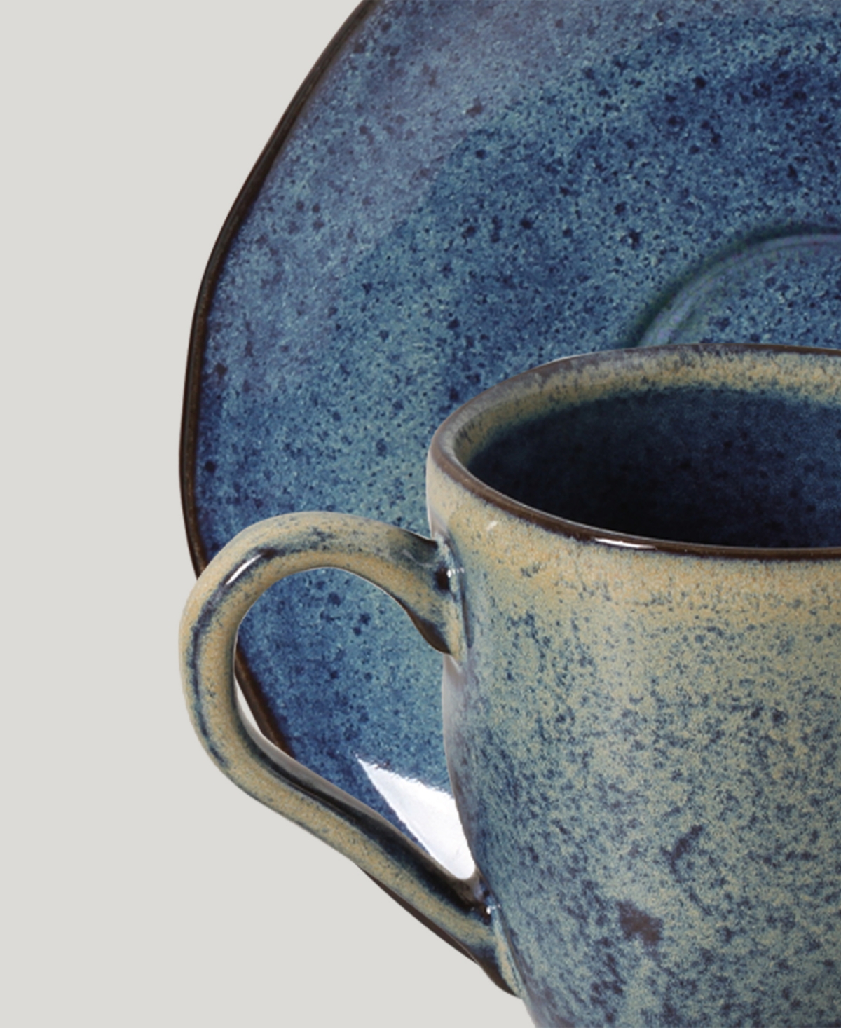 Porto Brasil Stoneware Coffee Cup And Saucer Set, Service For 6 In Denim