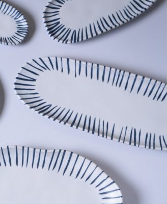 Elemento Stoneware Large Shallow Oval Platters, Set of 4