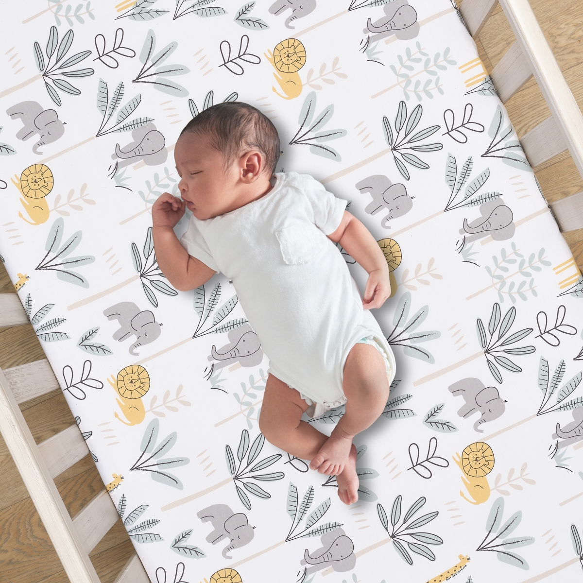 Lambs & Ivy Jungle Adventure Linen/Cotton 3-Piece Nursery Baby Crib Bedding Set