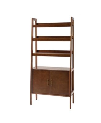 Augusto Mid-century Modern 76'' H x 36'' W Solid Wood Ladder Bookcase with Solid Wood Legs