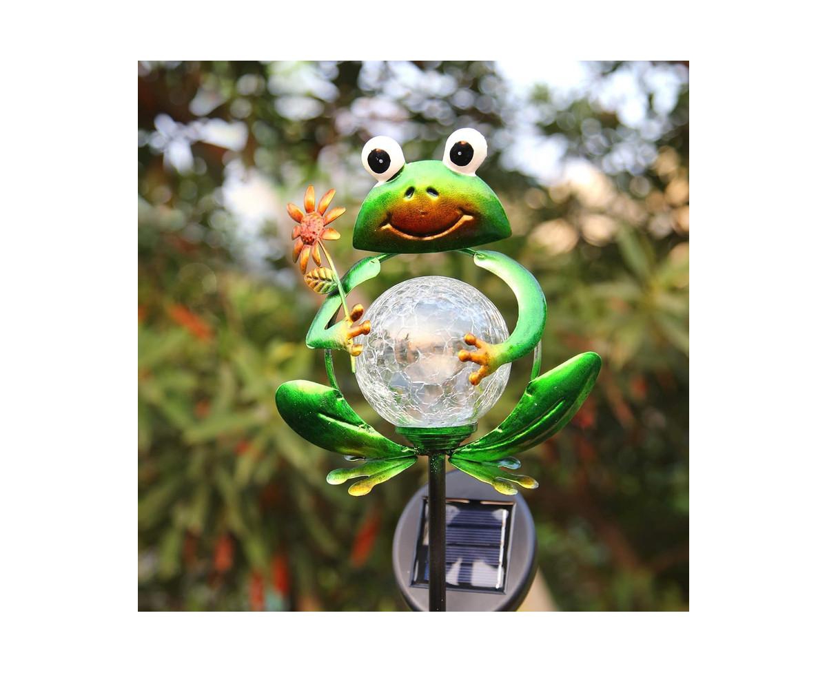 Frog Solar Lights Outdoor Garden Decorative, Solar Frog Outdoor Decor for Garden, Auto On/Off Solar Powered Stake Lights for Christmas Pathway