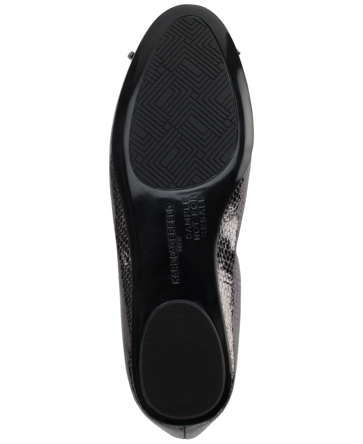 Karl Lagerfeld Paris Velma Snakeskin Embossed Ballet Flat In Dark Slate