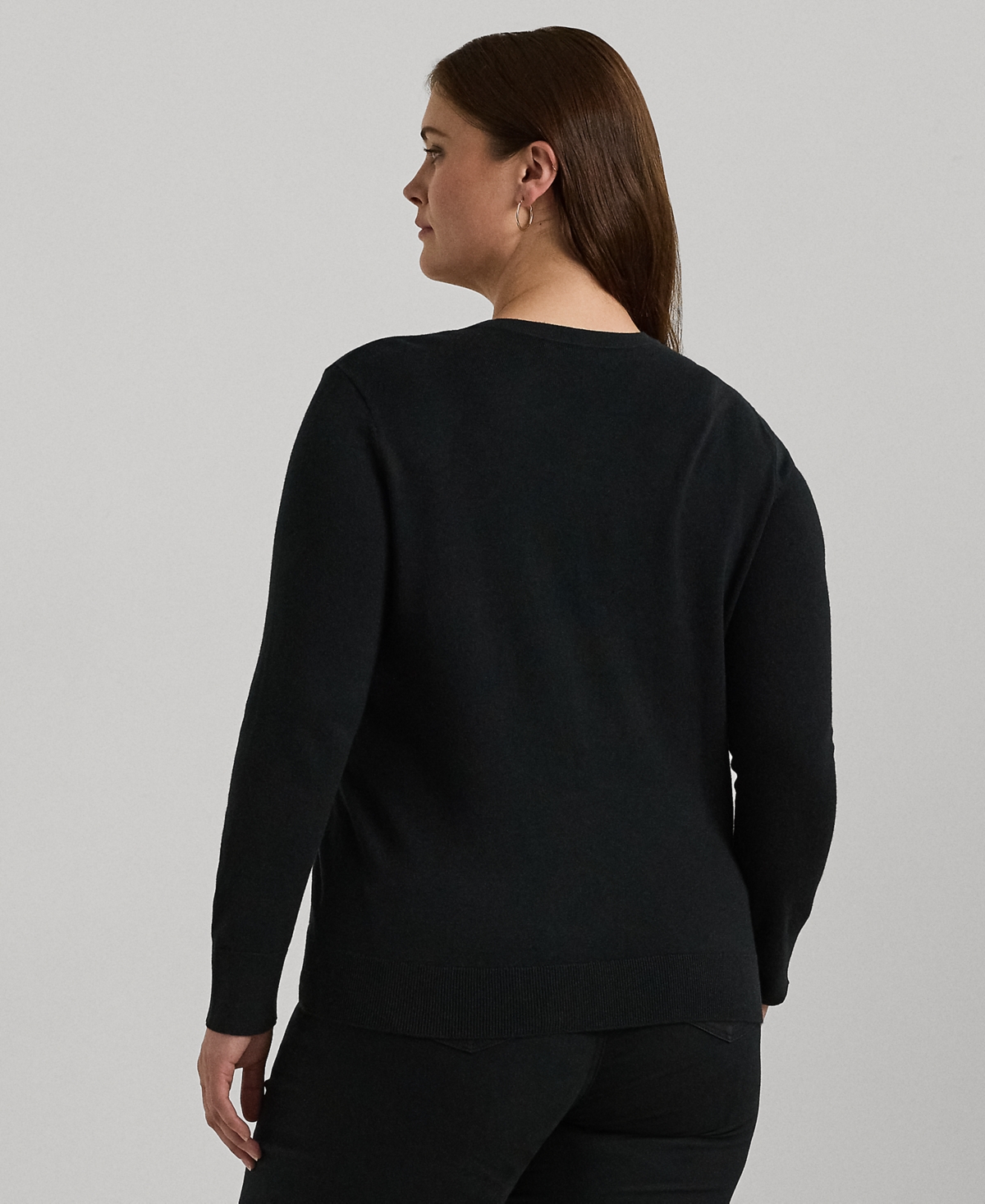Shop Ralph Lauren Plus Size Crewneck Sweater In Black