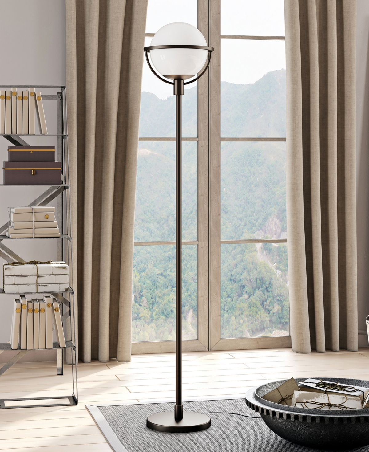 Hudson & Canal 68.5" Metal Cieonna Globe & Stem Floor Lamp In Blackened Bronze