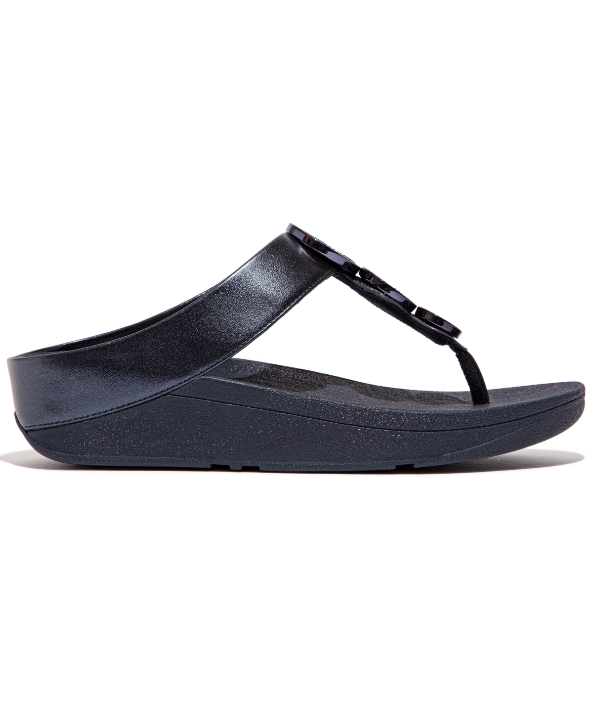 Fitflop Halo Platform Wedge Flip Flop In Metallic Midnight Navy