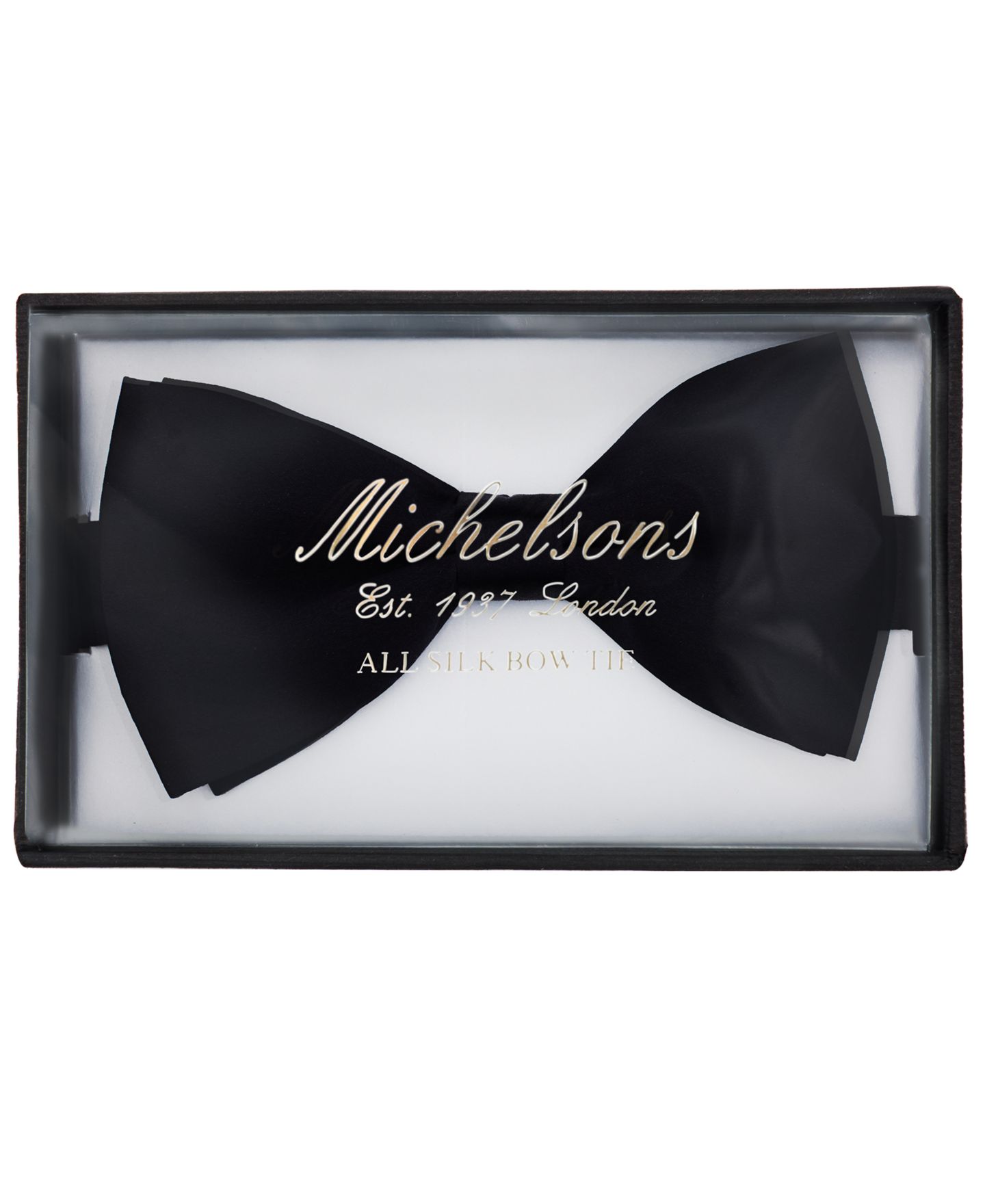 Мужской готовый галстук-бабочка Michelsons of London, цвет: Чёрный — фото 1