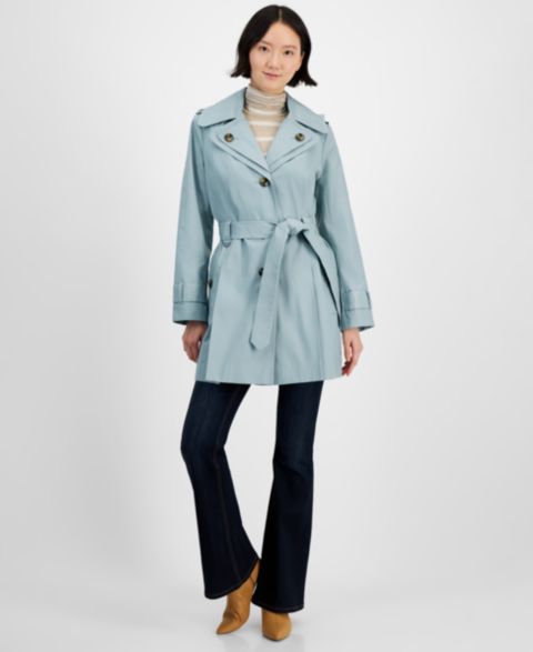 Женское пальто London Fog Single-Breasted Hooded Belted Trench