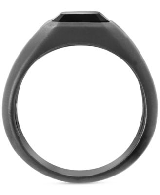 EFFY&reg; Men's Onyx Solitaire Ring in Black Rhodium-Plated Sterling Silver
