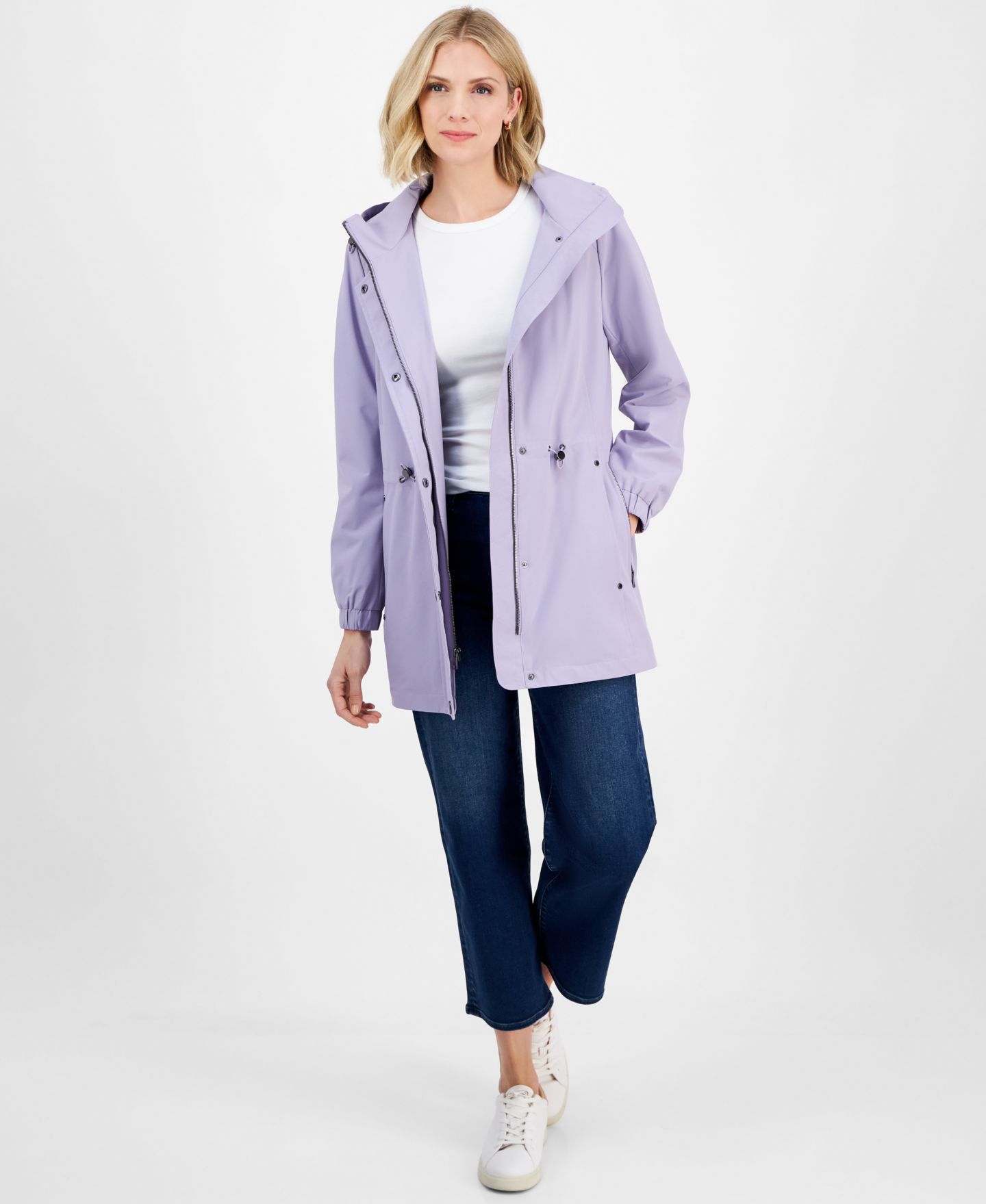Женское пальто London Fog Water-Resistant Hooded Anorak, цвет: Сиреневый — фото 2
