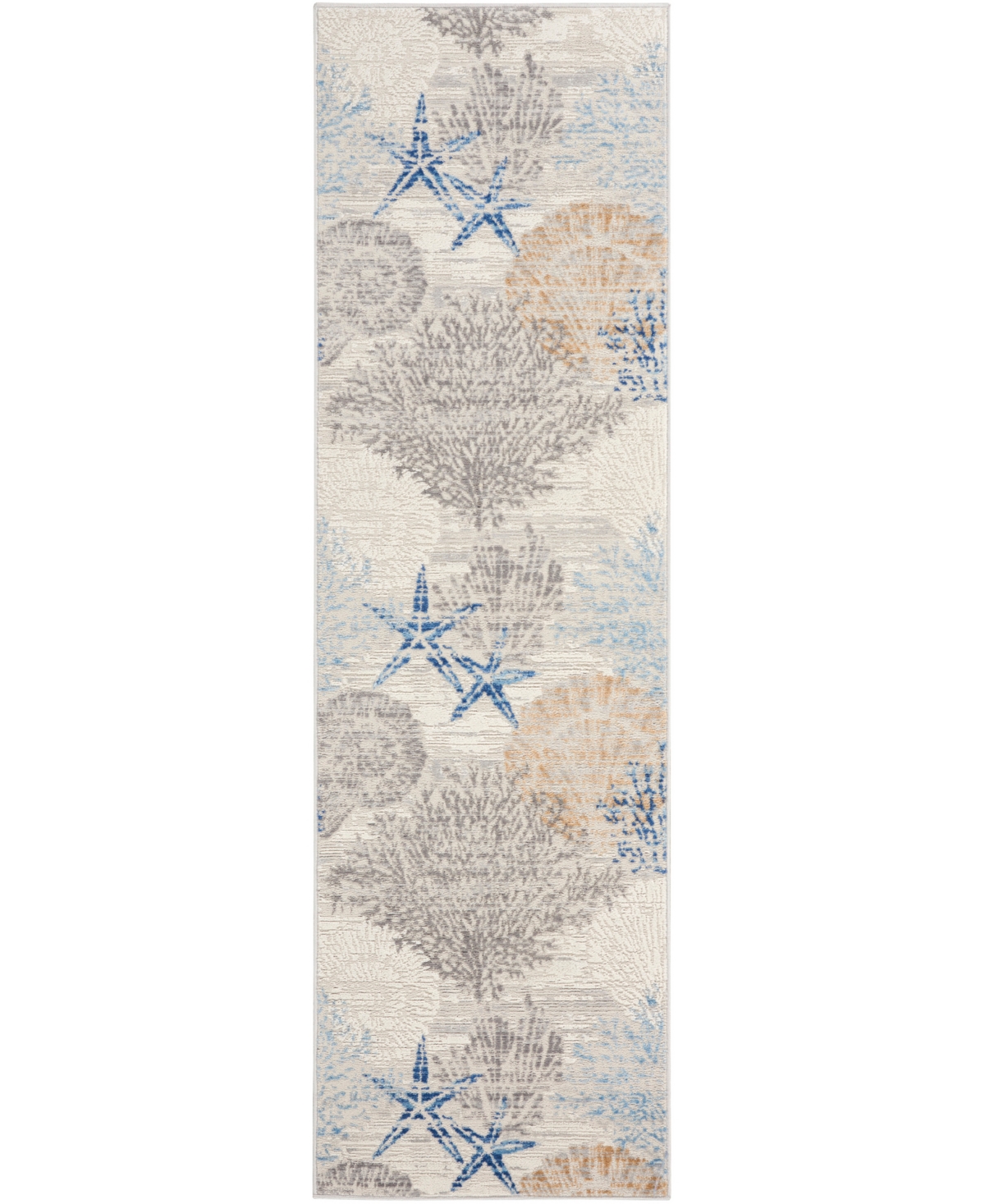 Nourison Home Seaside Sds04 2'3"x7'6" Runner Area Rug In Ivory,gray