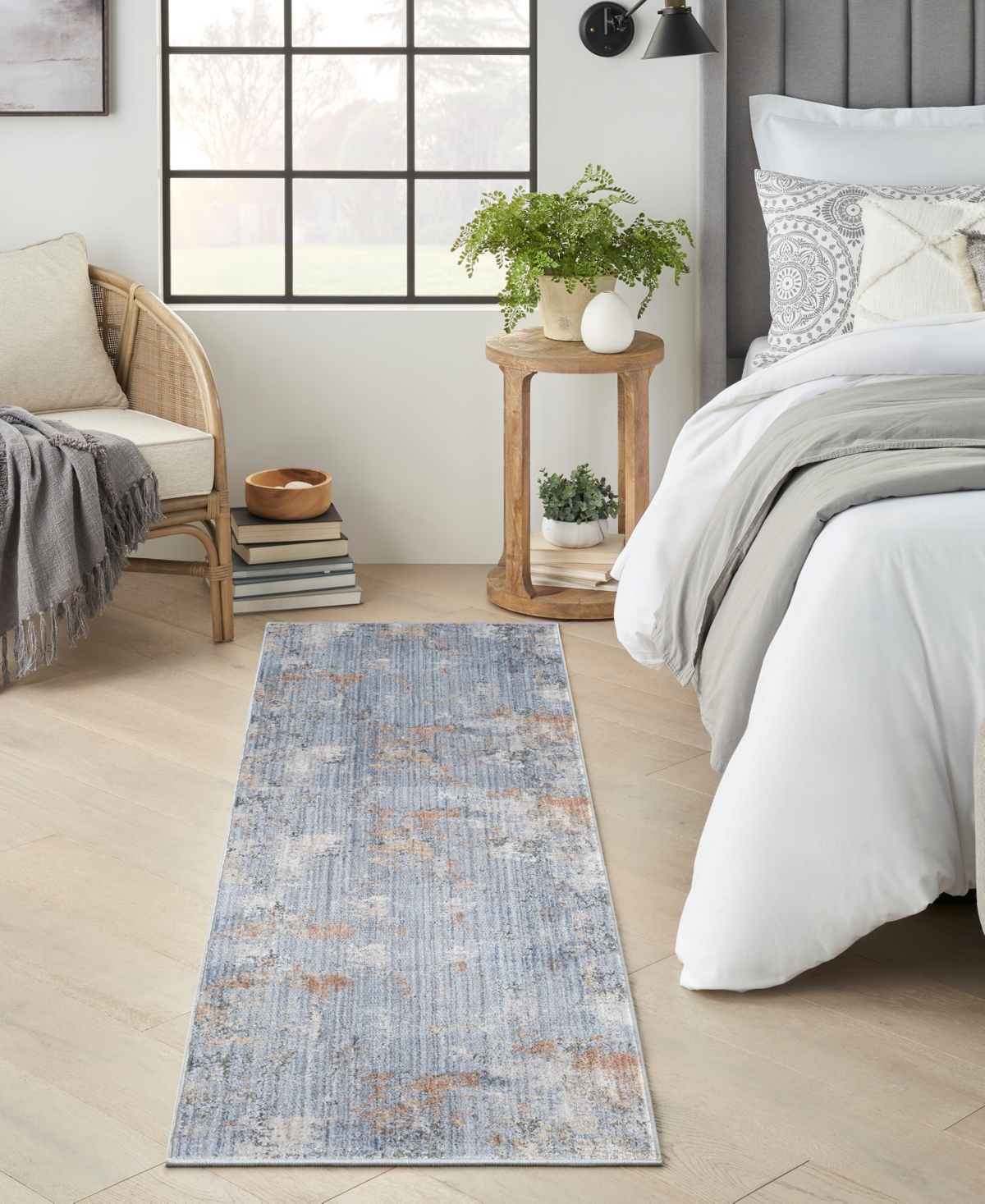 Nourison Home Abstract Hues Abh01 2'2"x8' Runner Area Rug In Gray,blue