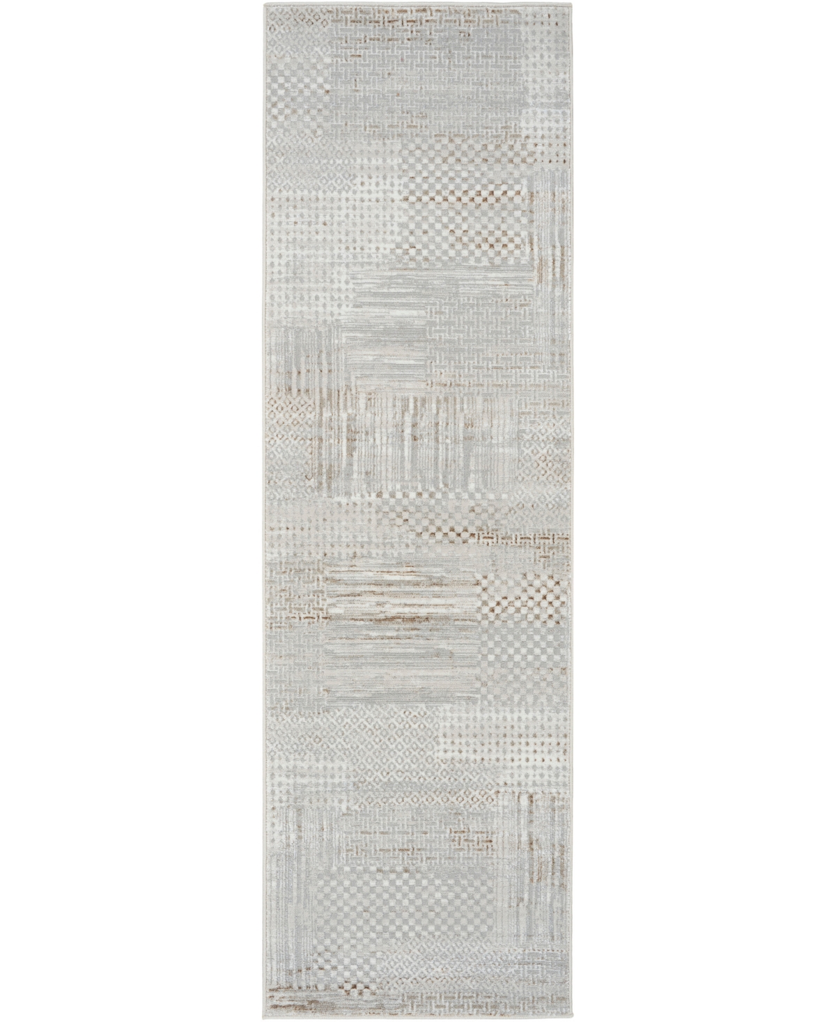 Nourison Home Glitz Glz09 2'3"x7'6" Runner Area Rug In Silver