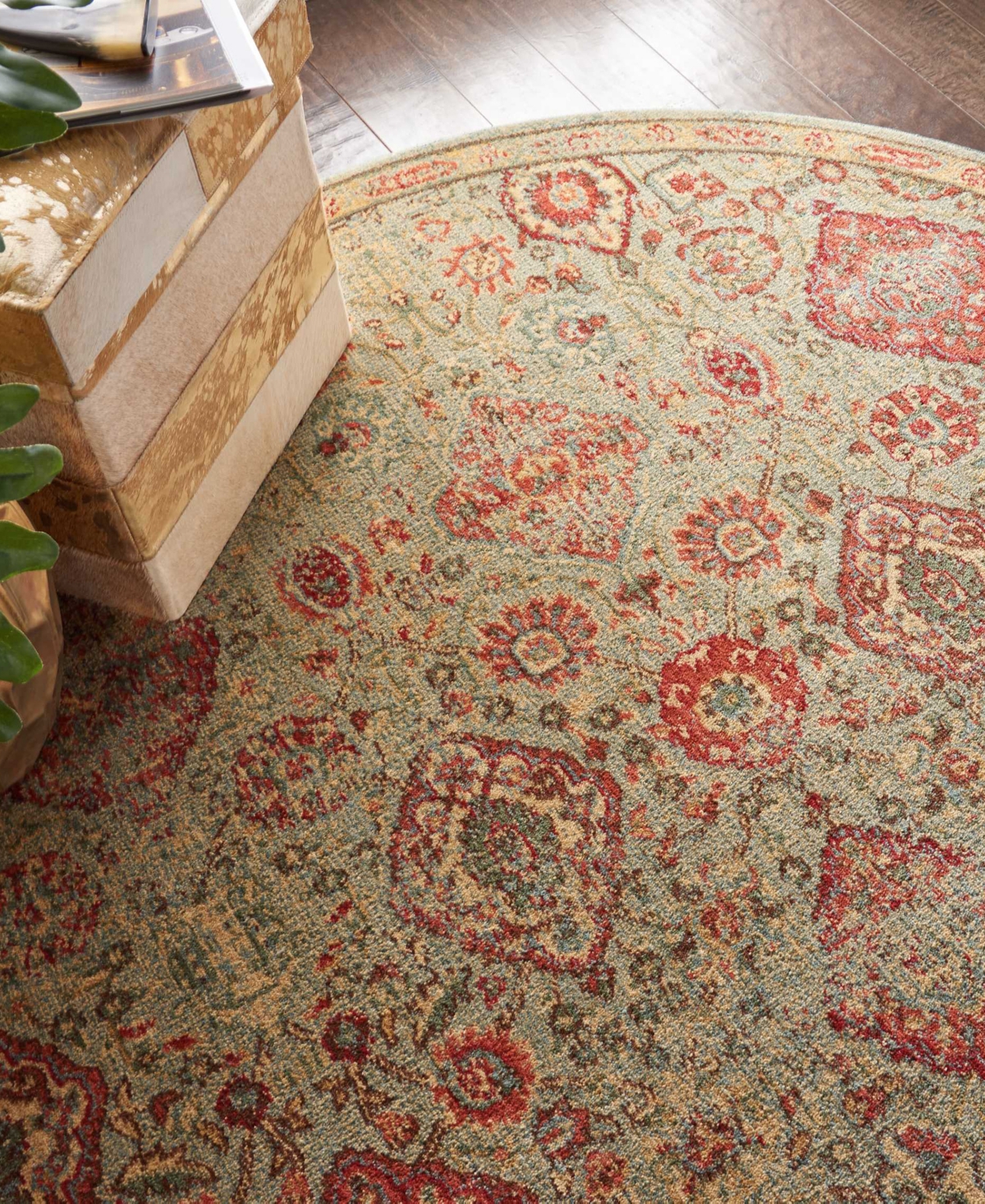 Nourison Home Somerset St90 5'6"x5'6" Round Area Rug In Light Green