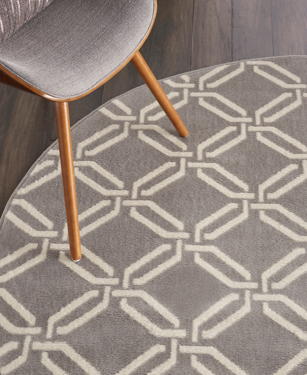 Nourison Home Jubilant Jub17 5'3"x5'3" Round Area Rug In Gray