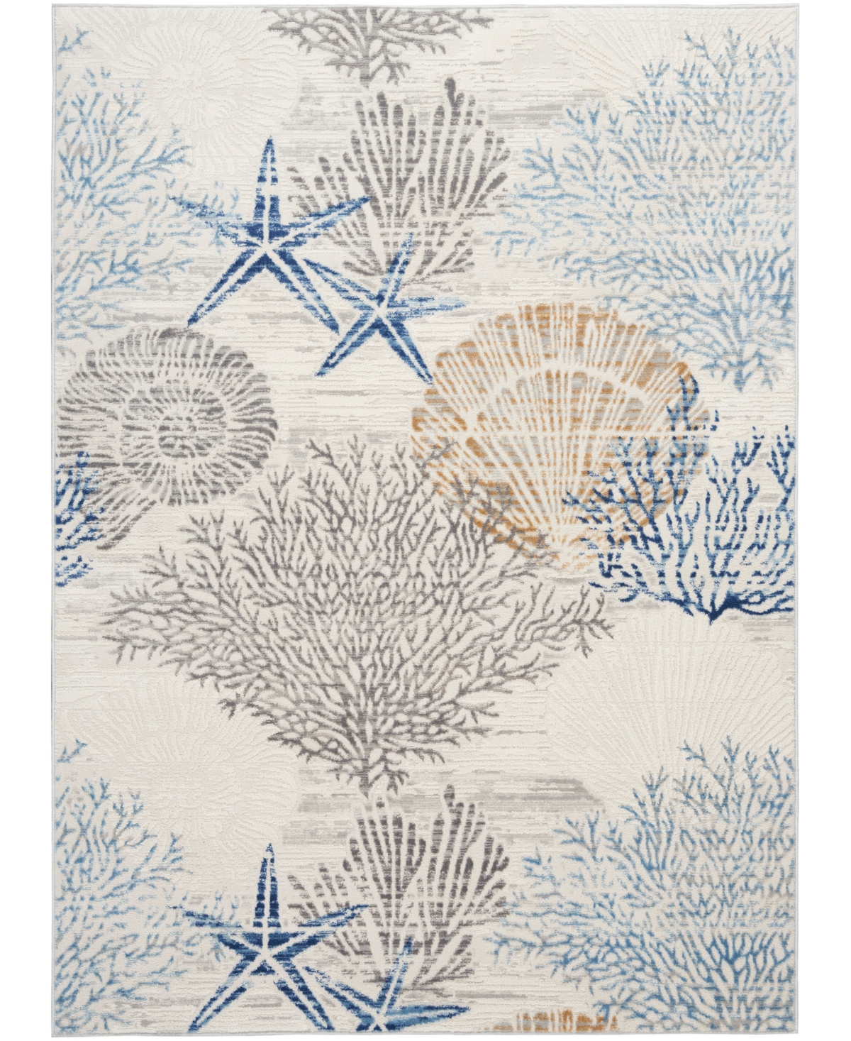 Nourison Home Seaside Sds04 5'3"x7'3" Area Rug In Ivory,gray