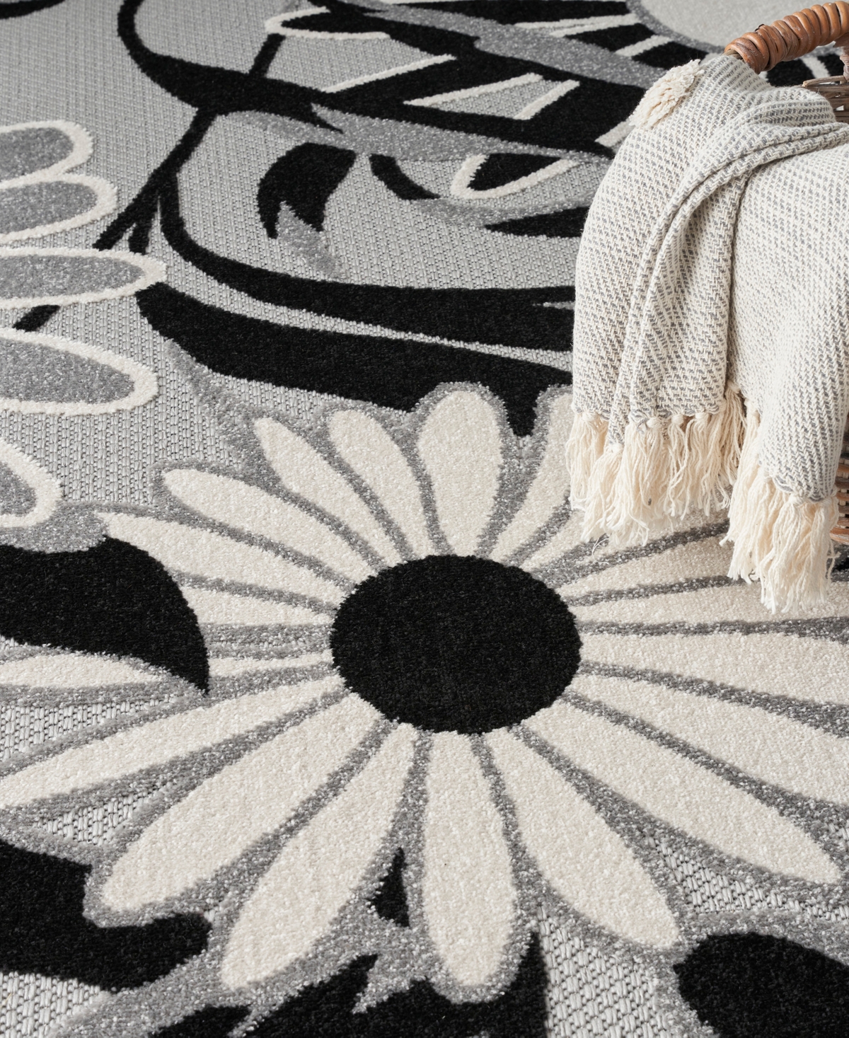 Nourison Home Aloha Alh33 7'x10' Area Rug In Black