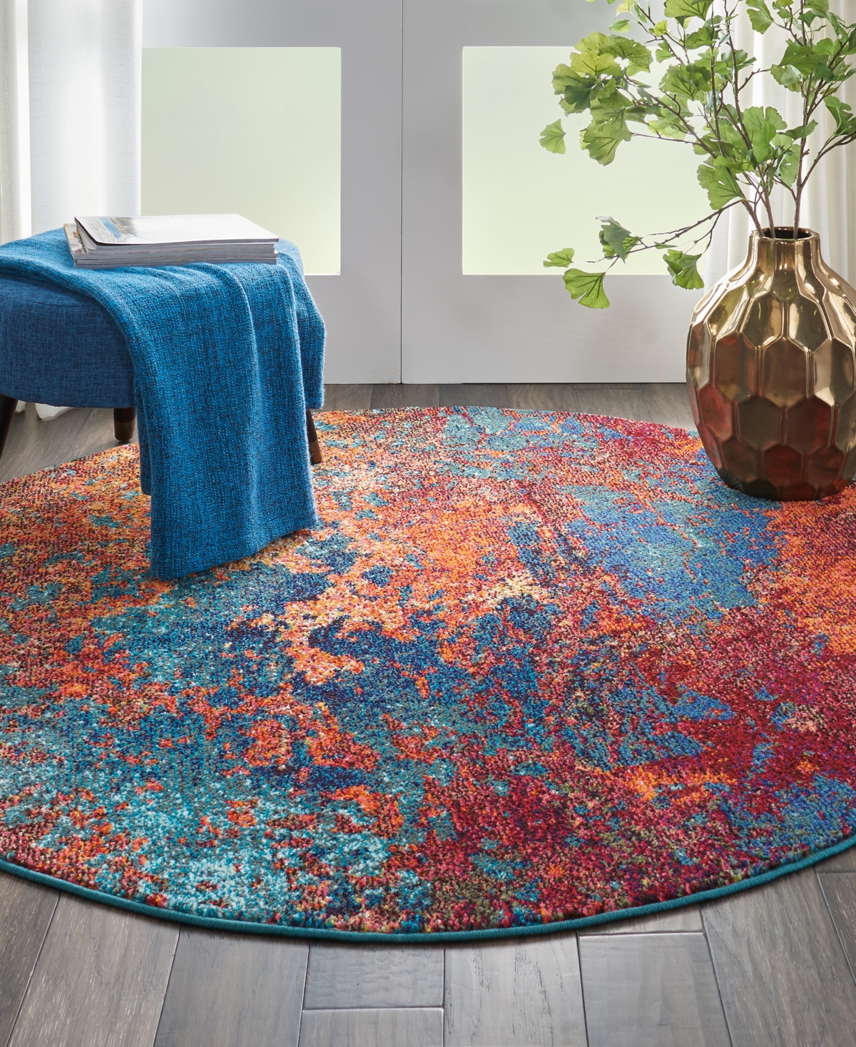 Nourison Home Celestial Ces08 4'x4' Round Area Rug In Multi,blue