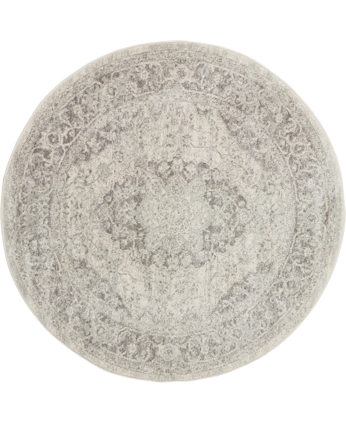 Nourison Home Tranquil Tra05 7'10"x7'10" Round Area Rug In Ivory,gray