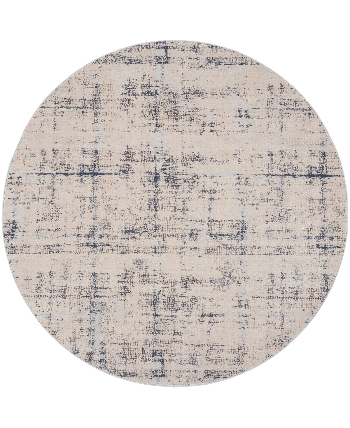 Nourison Home Rustic Textures Rus06 5'3"x5'3" Round Area Rug In Ivory,blue