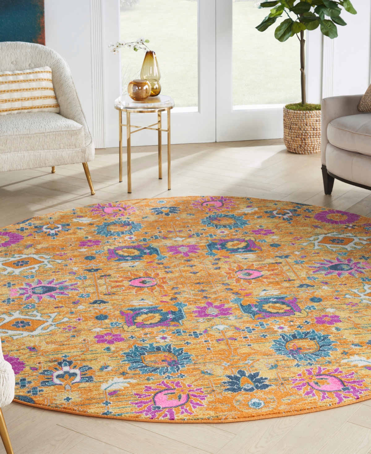 Nourison Home Passion Psn01 8'x8' Round Area Rug In Orange