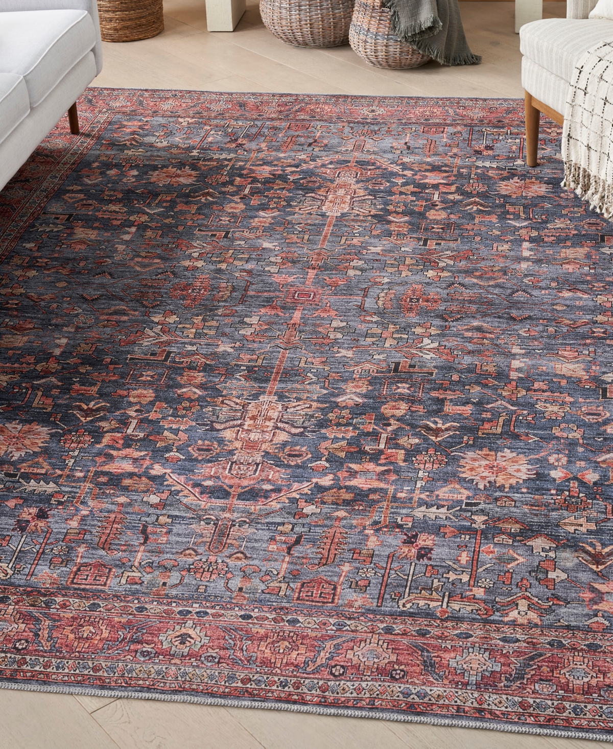 Nourison Home Grand Washables Grw02 7'10"x9'10" Area Rug In Navy,brick