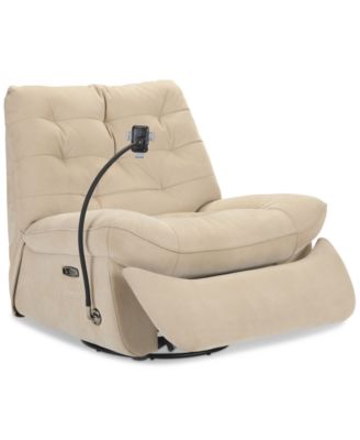 Bovell Fabric Power Swivel Glide Recliner, Created for Macy's