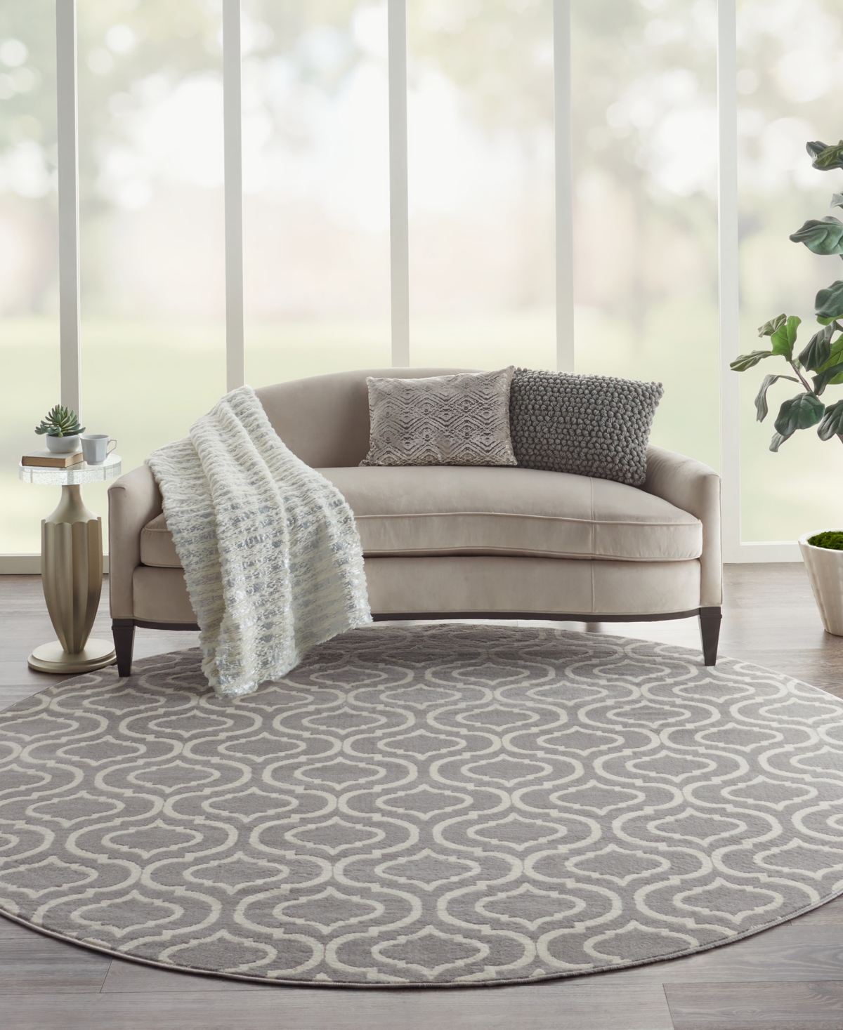 Nourison Home Jubilant Jub19 8'x8' Round Area Rug In Gray