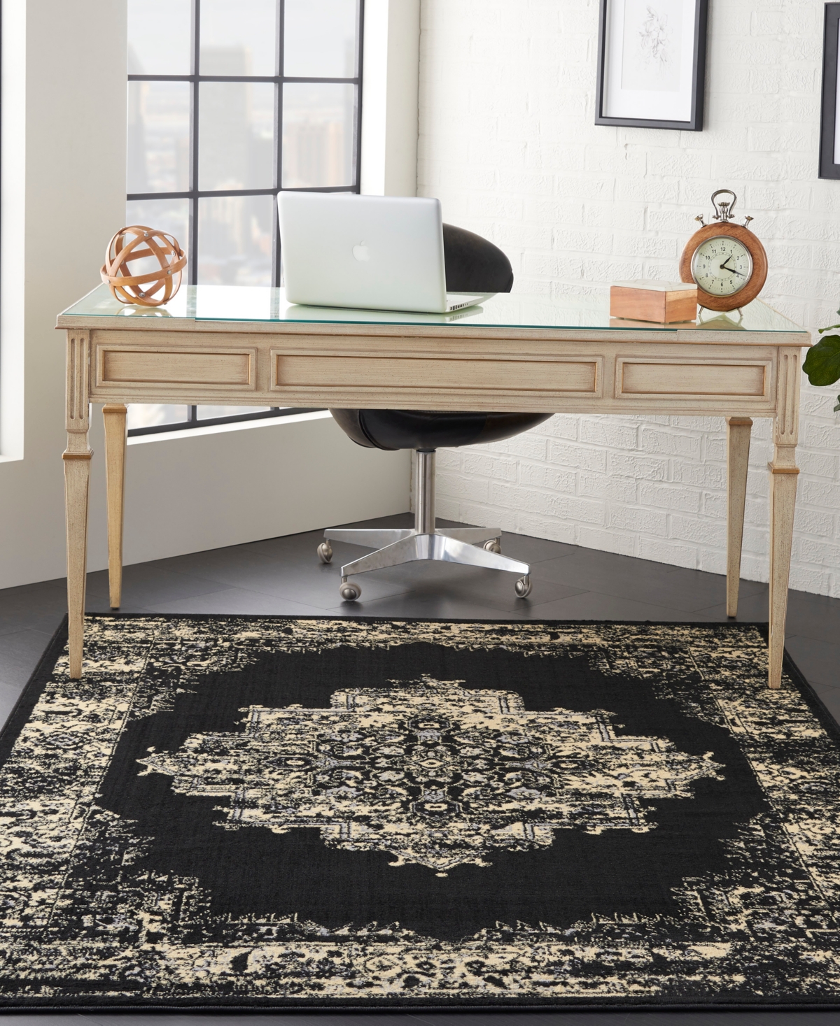 Nourison Home Grafix Grf14 5'3"x7'3" Area Rug In Black