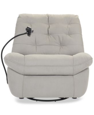 Bovell Fabric Power Swivel Glide Recliner, Created for Macy's