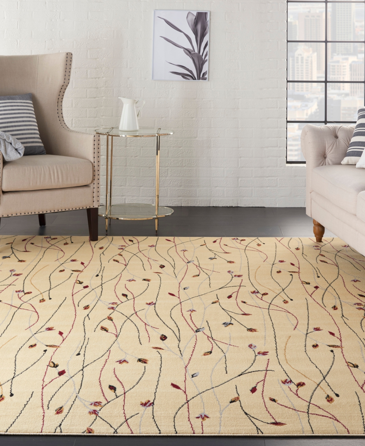Nourison Home Grafix Grf15 7'10"x9'10" Area Rug In Cream
