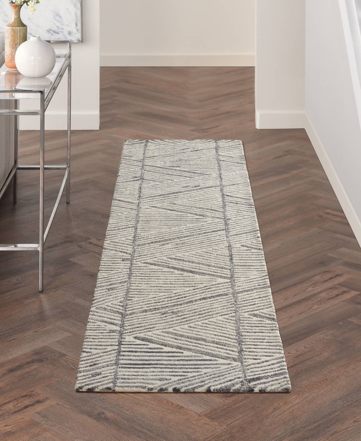 Nourison Home Colorado Clr01 2'3"x7'6" Runner Area Rug In Gray,white