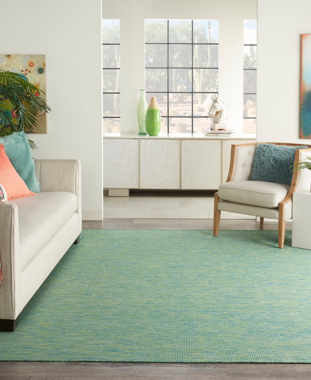Nourison Home Positano Pos01 8'x10' Area Rug In Blue,green