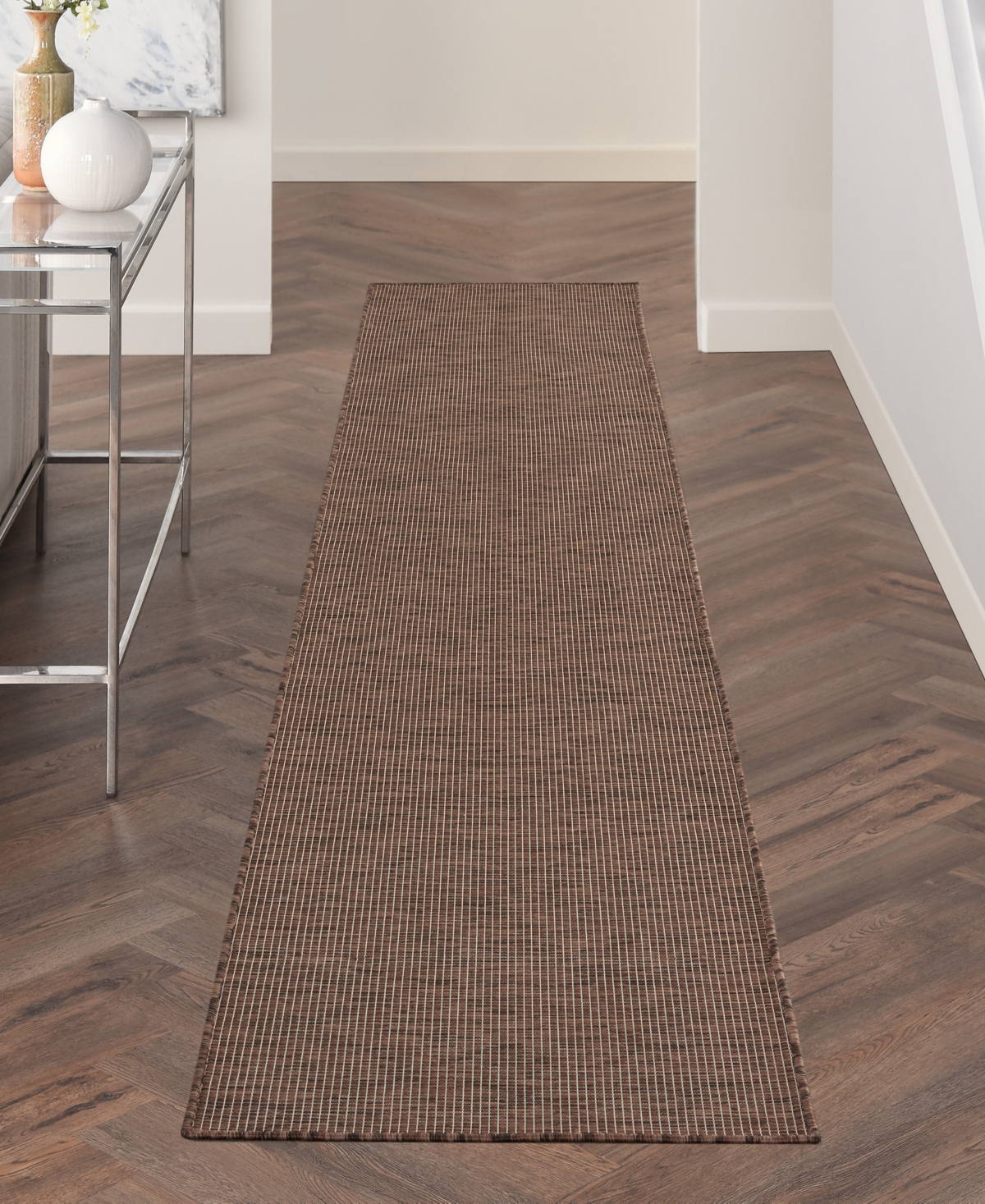 Nourison Home Positano Pos01 2'2"x12' Runner Area Rug In Taupe