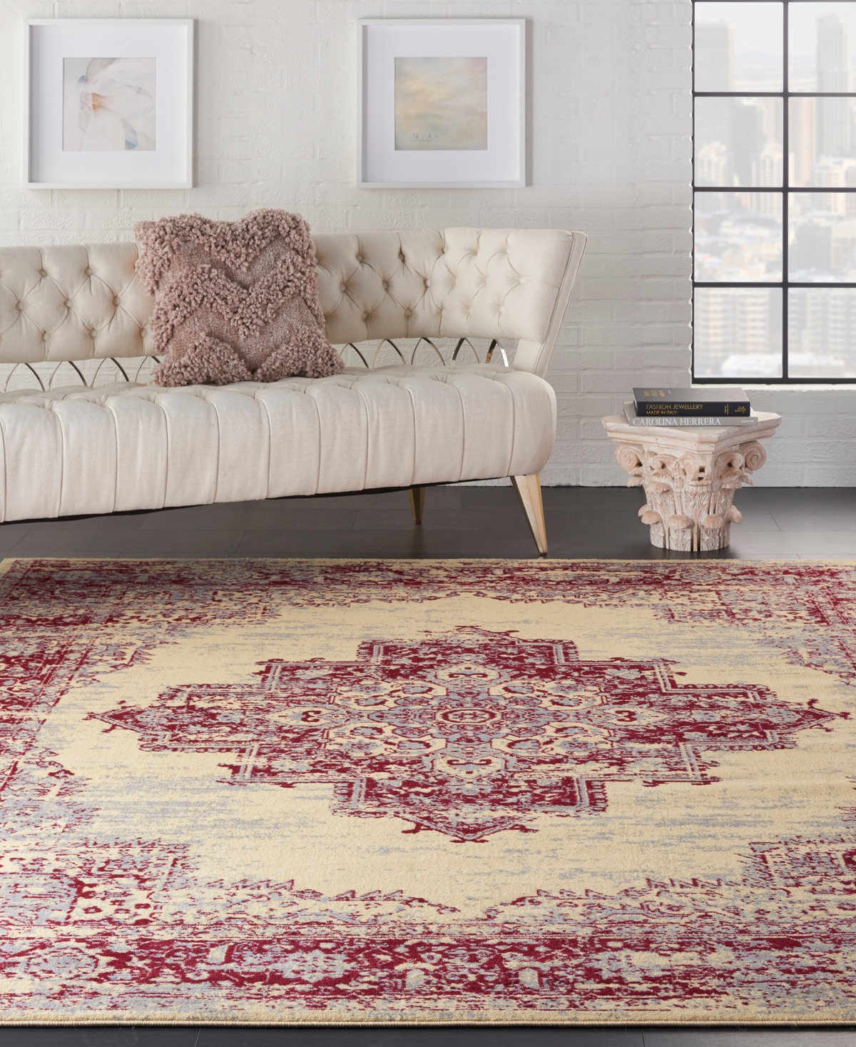 Nourison Home Grafix Grf14 7'x10' Area Rug In Cream,red