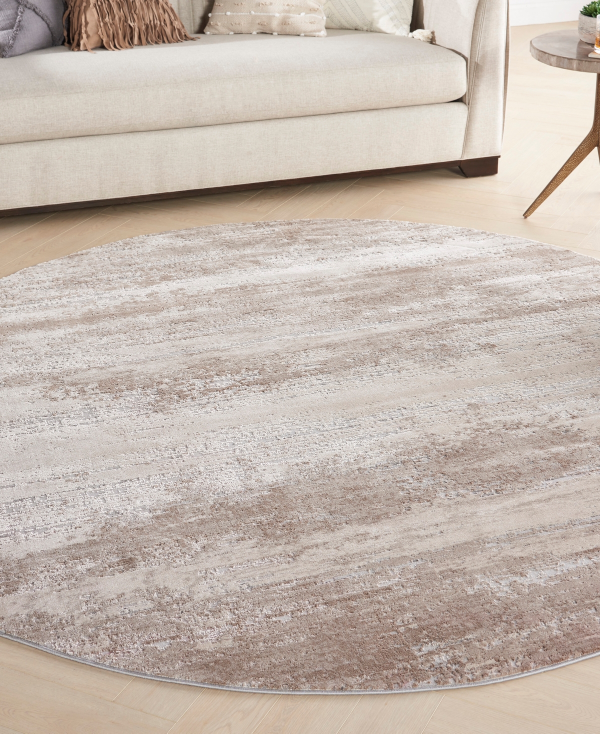 Nourison Home Rustic Textures Rus03 7'10"x7'10" Round Area Rug In Beige