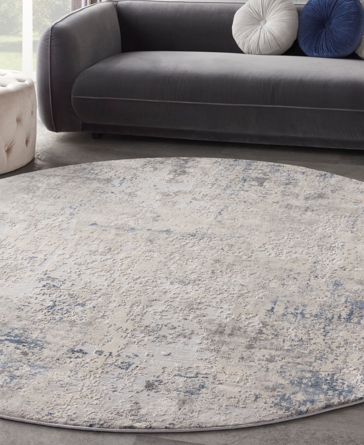 Nourison Home Rustic Textures Rus07 7'10"x7'10" Round Area Rug In Ivory,gray
