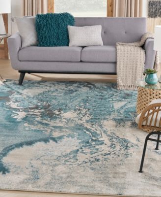 Nourison Home Maxell Mae08 Rug Collection In Ivory,teal