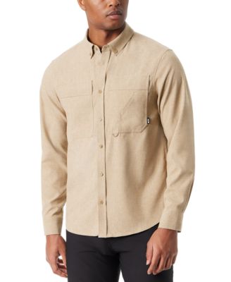 BASS OUTDOOR - Men's Classic Fit Heathered Button-Down Flannel Shirt