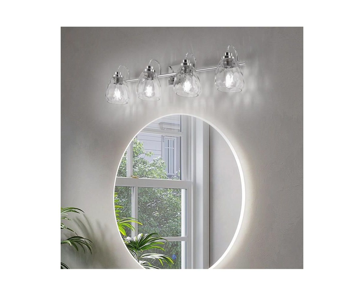 gaomon Vintage Glass Crystal Bathroom Vanity Lights Chrome Bathroom Light Fixtures Vanity Shower Lights Over Mirror Wall Mount Lighting Fixture for Ha