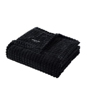 Solid Textured Jacquard Plush Throw, 60" X 50"