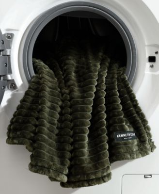 Solid Textured Jacquard Plush Throw, 60" X 50"