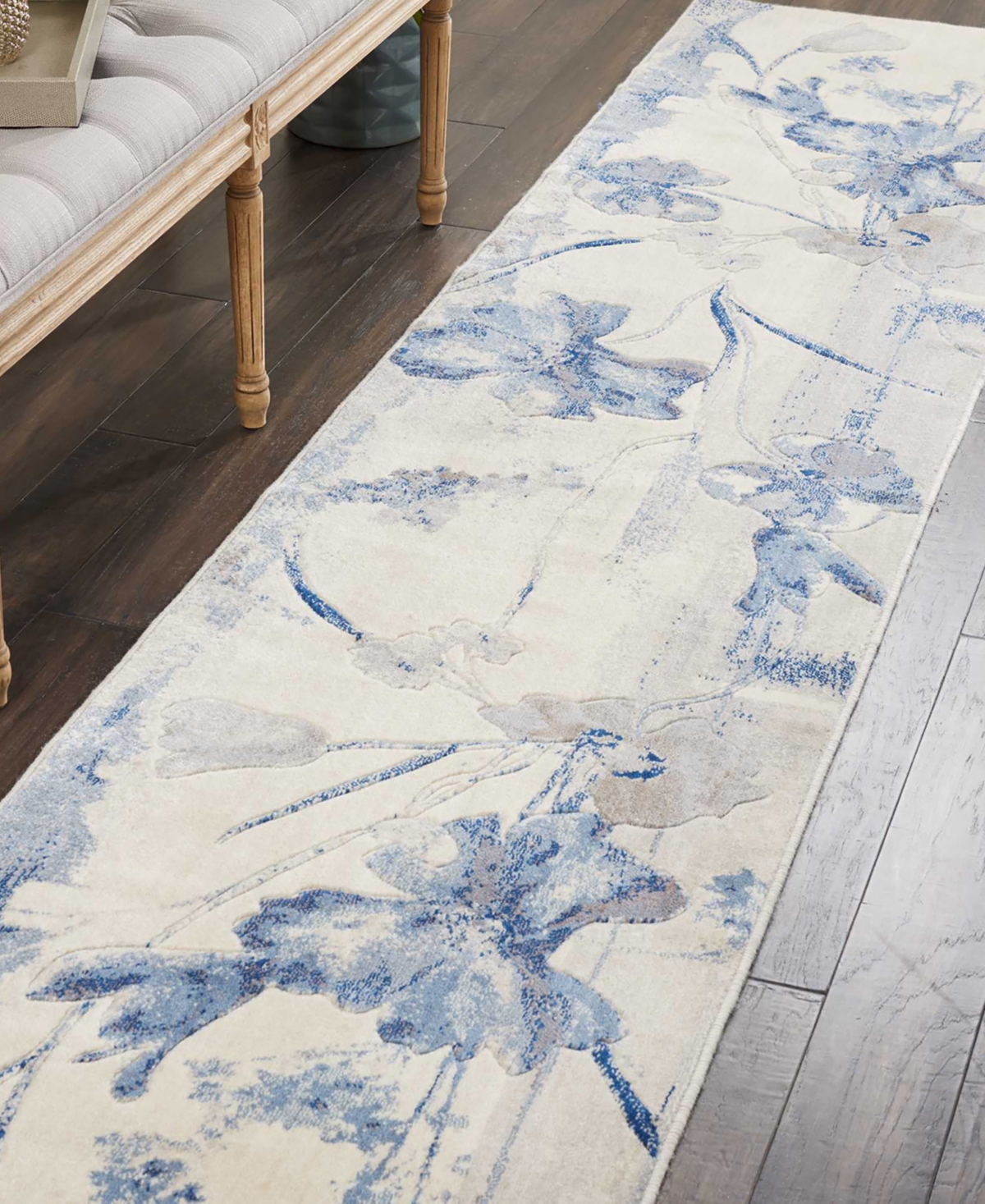 Nourison Home Somerset St18 2'3"x10' Runner Area Rug In Ivory,blue