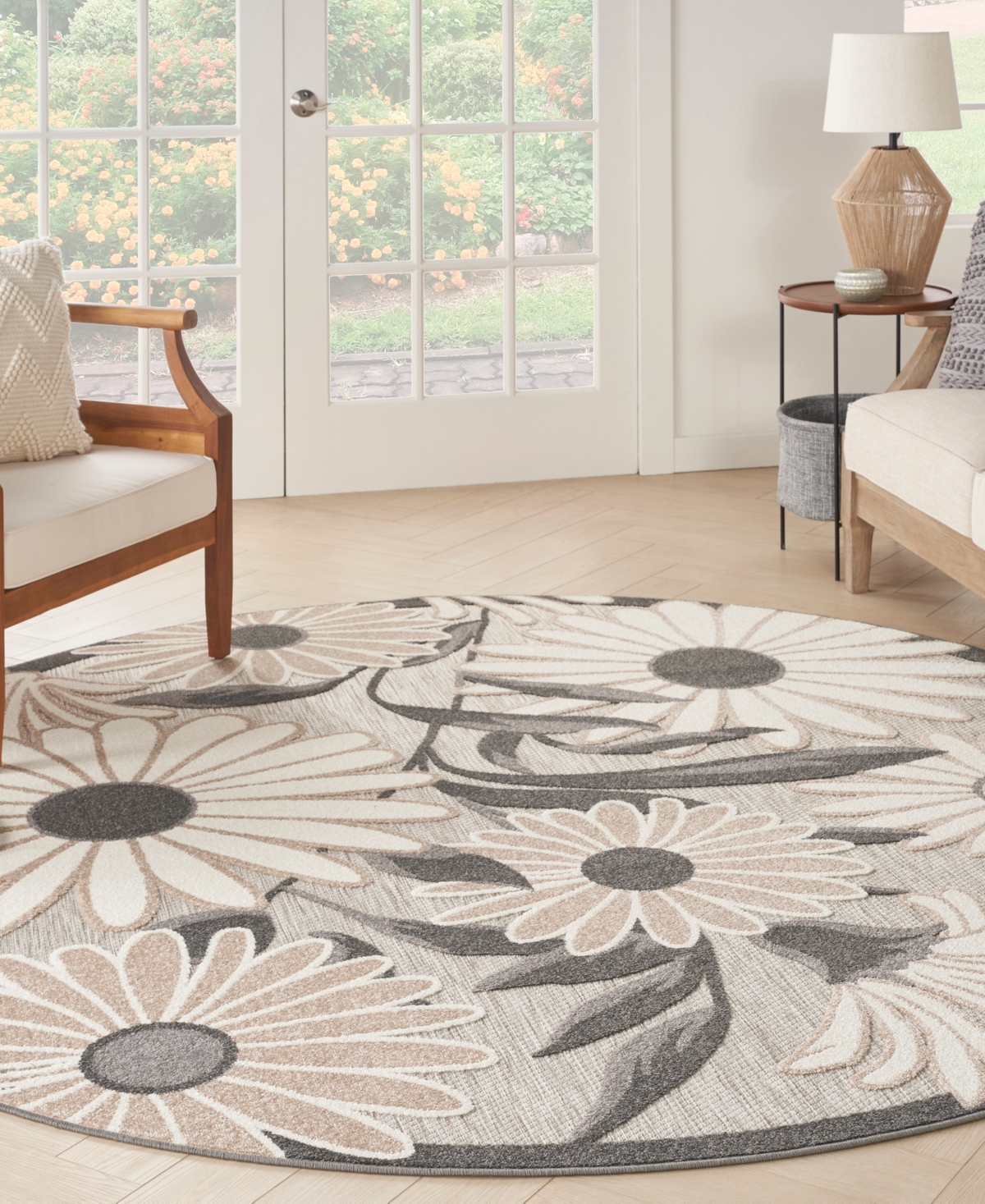 Nourison Home Aloha Alh33 7'10"x7'10" Round Area Rug In Beige