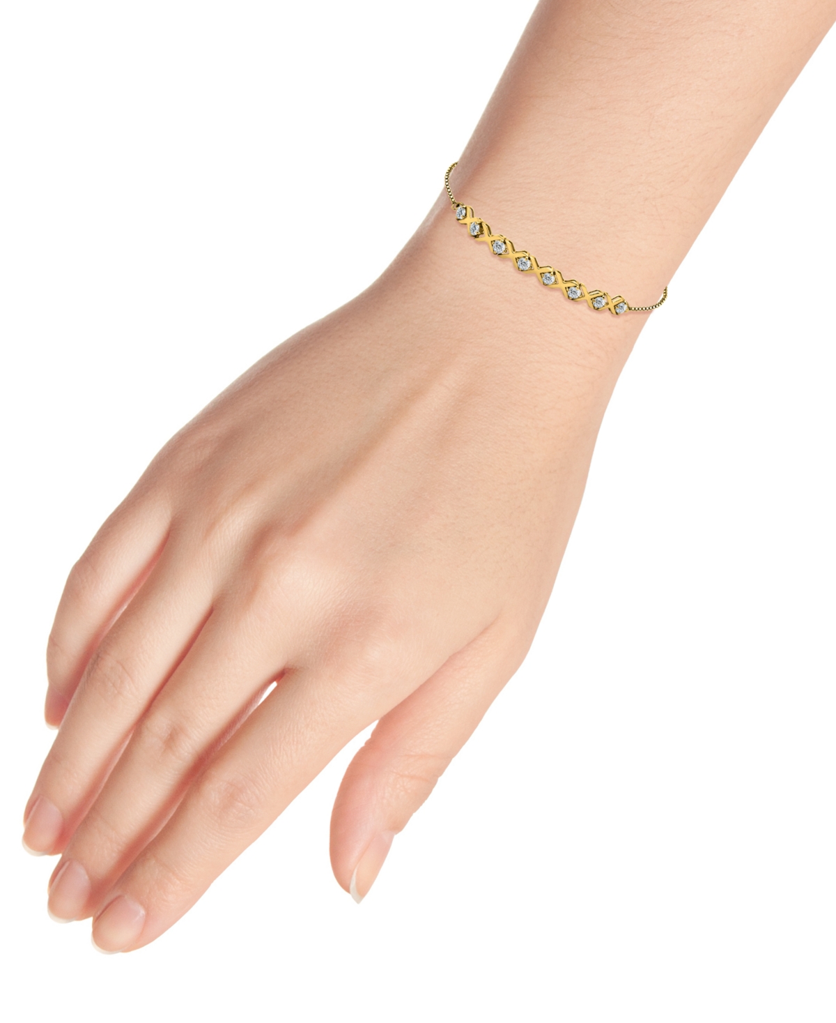 Giani Bernini Cubic Zirconia Xo Bolo Bracelet, Created For Macy's In Gold