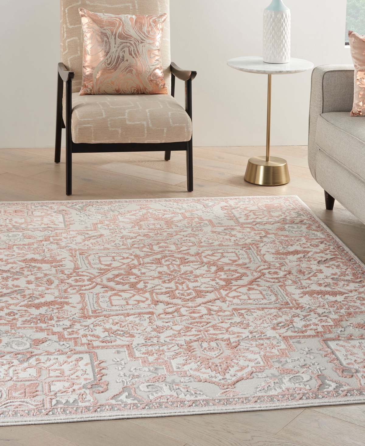 Nourison Home Elation Etn10 5'3"x7'3" Area Rug In Ivory