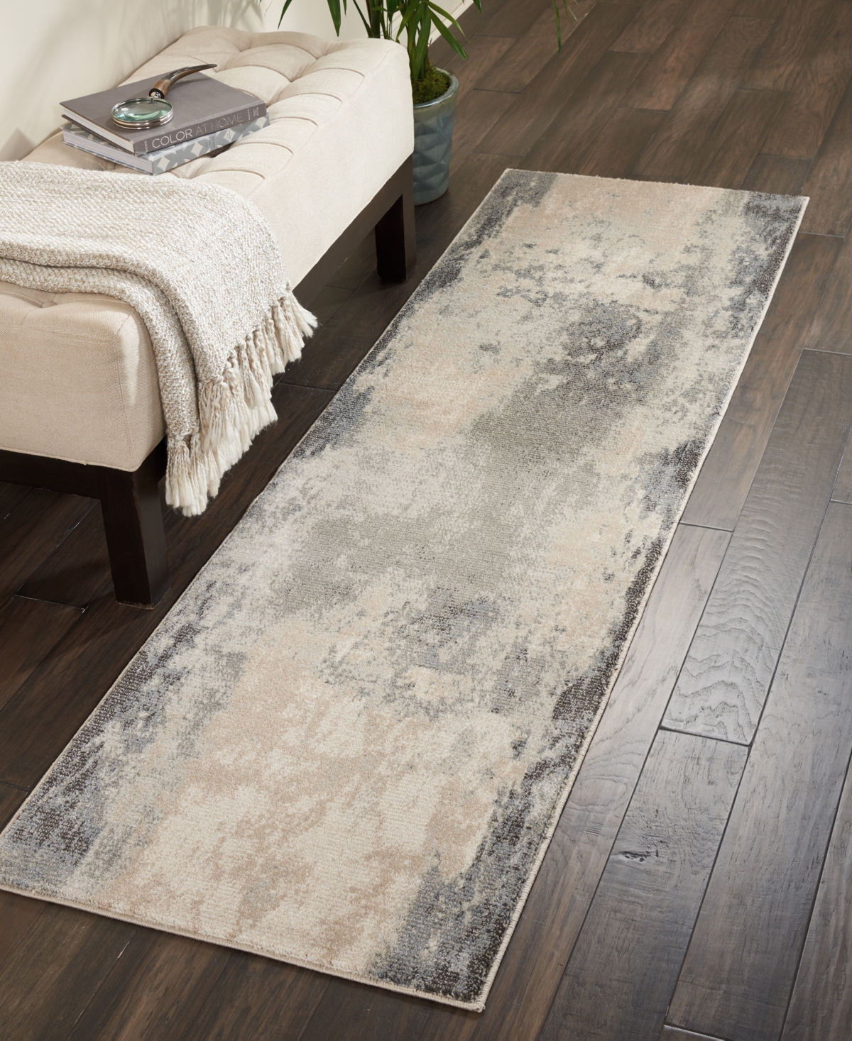 Nourison Home Maxell Mae13 2'2"x10' Runner Area Rug In Ivory,gray