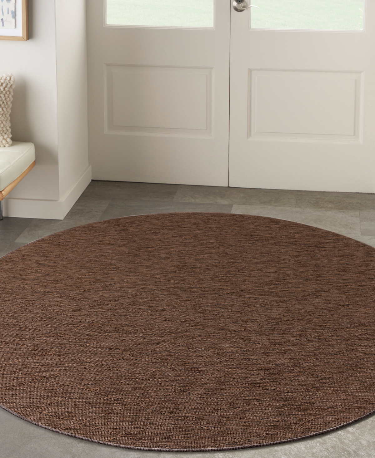 Nourison Home Washable Solutions Wsl01 8'x8' Round Area Rug In Mocha