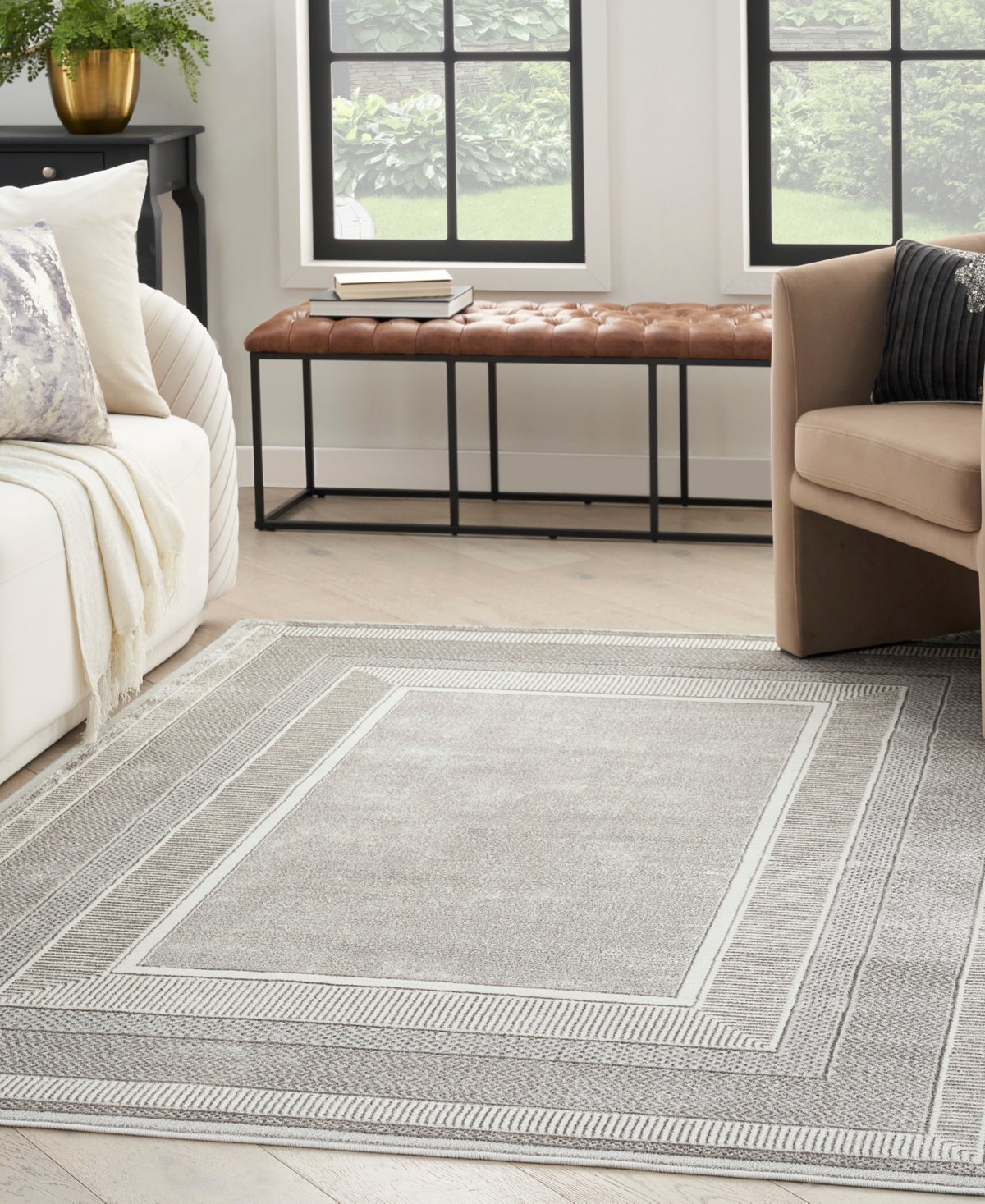Nourison Home Glitz Glz07 7'10"x9'10" Area Rug In Silver