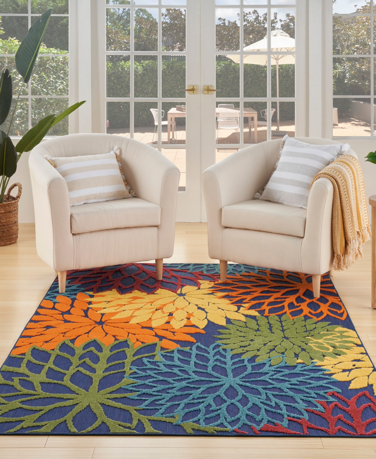 Nourison Home Aloha Alh05 6'x9' Area Rug In Navy,multi